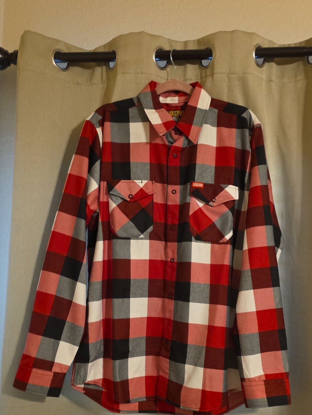 DIXXON 10th Anniversary The Hammer Red, Black & White Plaid Flannel- Large